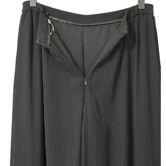 Samuel Dong Pleated Wide Leg Palazzo Pants Black Sheer Lined Evening Fun Size S - Picture 8 of 13